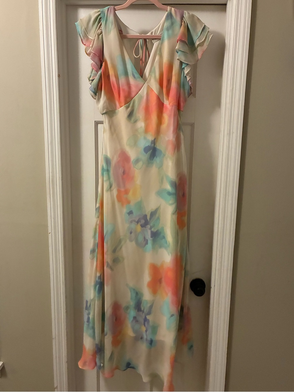 Taylor Cream Maxi Dress with Pastel Watercolor Florals
